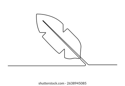 Bird of Paradise Banana Leaf Continuous Line Drawing, One line drawing illustration of banana leaf, Tropical leaf concept line art.
