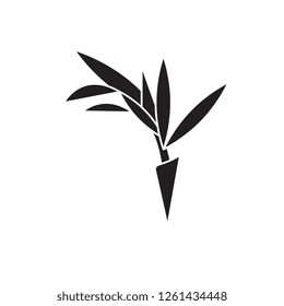 Bird of paradise flower black vector concept icon. Bird of paradise flower flat illustration, sign
