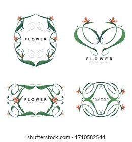 Bird of Paradise flower frame vector and logo