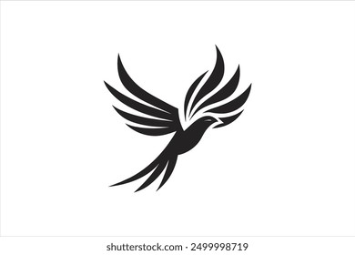 Bird of Paradise flying silhouette vector artwork is a striking digital graphic design file featuring the elegant silhouette of a Bird of Paradise in flight.