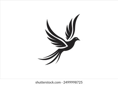 Bird of Paradise flying silhouette vector artwork is a striking digital graphic design file featuring the elegant silhouette of a Bird of Paradise in flight.