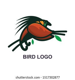 bird paradise logo design art vetor lineart