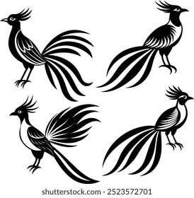 A "Bird of Paradise silhouette vector illustration" showcases the striking shape of the tropical bird in a clean, minimalist design. The vector format ensures sharp, scalable imagery, perfect for logo