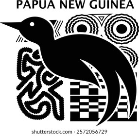 Bird of Paradise  with tribal pattern of Papua New Guinea Vector 