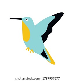 Bird of paradise vector icon. Childish style bird isolated on white background. Clip art birds