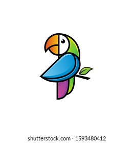 bird parrot logo design vector