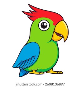 bird parrot wild animal cartoon character flat color vector illustration template design