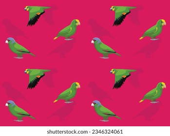 Bird Parrot Yellow-Headed Amazon Cartoon Seamless Wallpaper Background