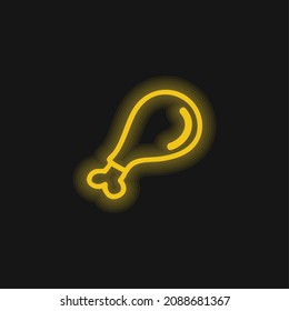 Vogel Part Meat Hand gezeichnet Gelbe leuchtende Neonsymbol