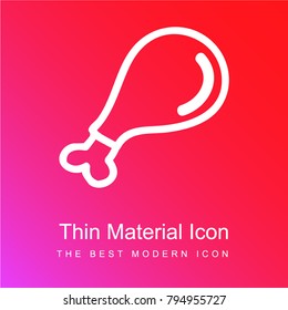 Bird part meat hand drawn outline red and pink gradient material white icon minimal design