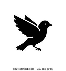 Bird with Partially Extended Wings Symbolizing Preparation for Flight