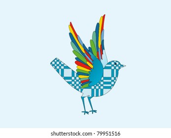 Bird with pattern and, colored feathered wings