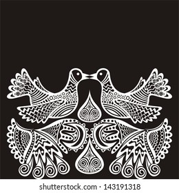Bird pattern branch vector illustration