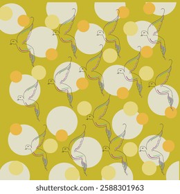 bird pattern with circle yellow theme