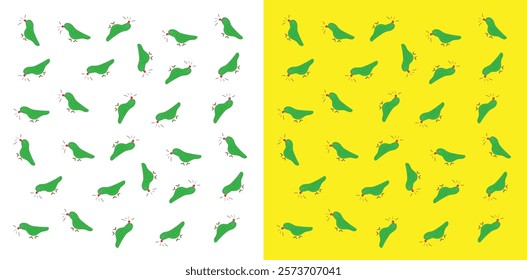 Bird pattern - A cute and simple bird pattern design in both white and yellow background for wallpaper, texture, cloths and  any other material.