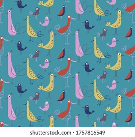 Bird pattern flat illustration. Home and kids decoration series.