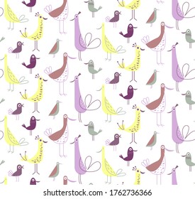Bird pattern flat illustration. Home and kids decoration series.