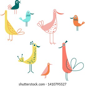 Bird pattern flat illustration on white