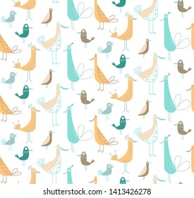 Bird pattern flat illustration seamless design