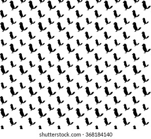 Bird pattern illustration seamless black and white color isolated on white background