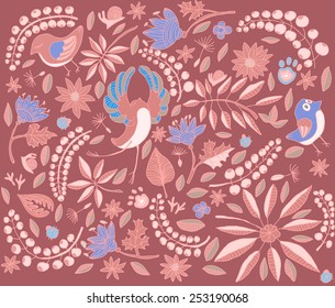 bird pattern red