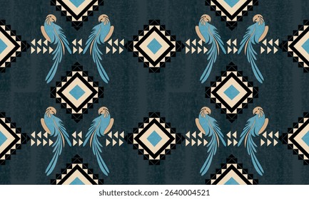 Bird pattern rug,Carpet elephant design,Navajo Boho tribal texture,Damask carpet pattern, flora motif,grometric. Rug design elegance, decor living ,Rug pattern blanket, Woven carpet illustration.