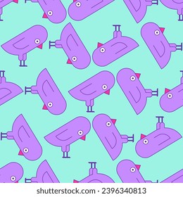 Bird pattern seamless. Cartoon birds background. Ornament of kids fabric