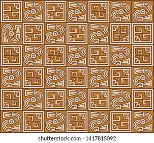 Bird pattern vector from ancient textiles of Ychsma ancient Peruvian culture. Pre-Columbian art pattern representing Ychsma culture of Peru.