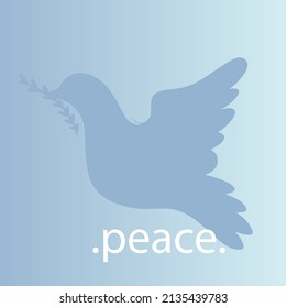 Bird of peace with branch on blue sky illustration concept. Dove of peace sketch logo fro posters