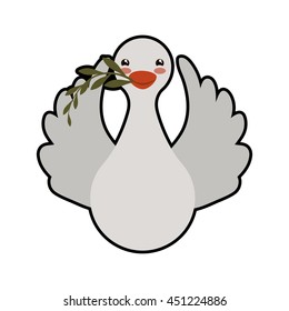 Bird and peace concept represented by dove icon. Isolated and flat illustration 