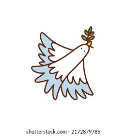 Bird of peace dove. Isolated vector illustration in flat style. White pigeon. World peace. Love symbol.