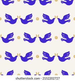 Bird of Peace Ethnic Textile Seamless Pattern. No war seamless background. Vector illustration