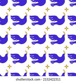 Bird of Peace Ethnic Textile Seamless Pattern. No war seamless background. Vector illustration