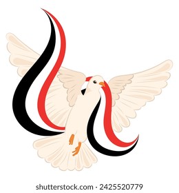 Bird of peace with flag of Egypt Vector illustration
