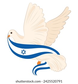 Bird of peace with flag of Israel Vector illustration