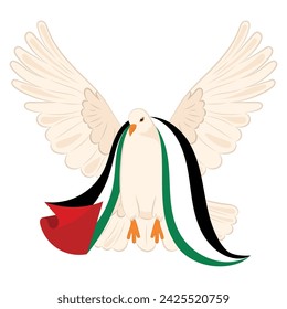 Friedensvogel mit Flagge Palästinas Vektor-Illustration