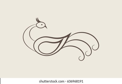 Bird, peacock, stylised vector logo