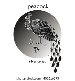 Bird peacock. Vector illustration.