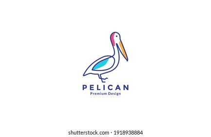 bird pelican line colorful logo symbol vector icon design illustration