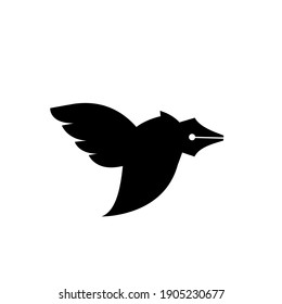 BIRD PEN LOGO VECTOR ICON DESIGN ILLUSTRATION	