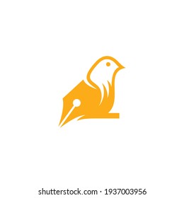 Bird Pen Yellow Logo Design