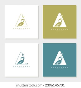 Bird Perch On Letter Logo Design A editable
