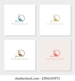 Bird Perch On Letter Logo Design D editable
