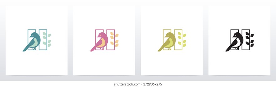 Bird Perch On Lettter Logo Design H