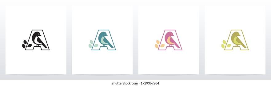 Bird Perch On Lettter Logo Design A