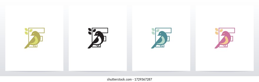 Bird Perch On Lettter Logo Design F