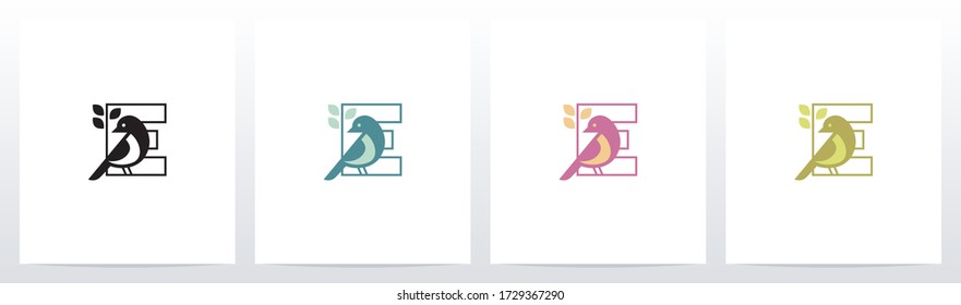 Bird Perch On Lettter Logo Design E