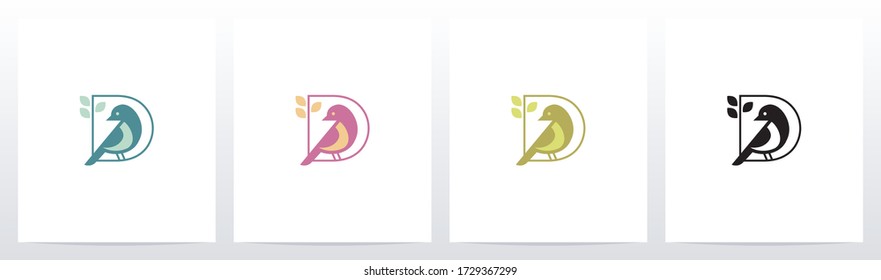 Bird Perch On Lettter Logo Design D