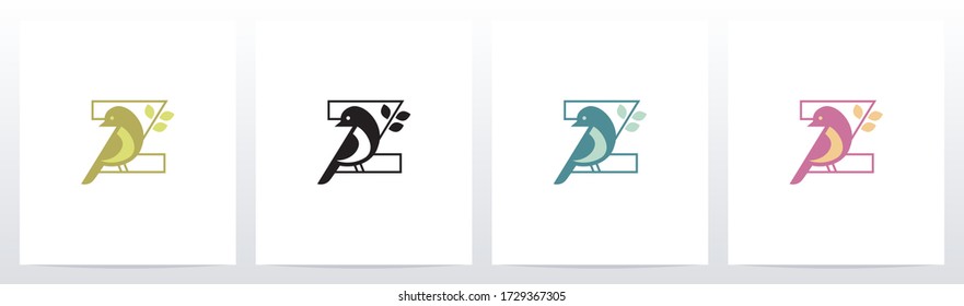 Bird Perch On Lettter Logo Design Z