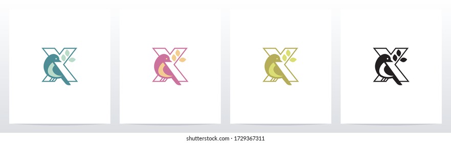 Bird Perch On Lettter Logo Design X